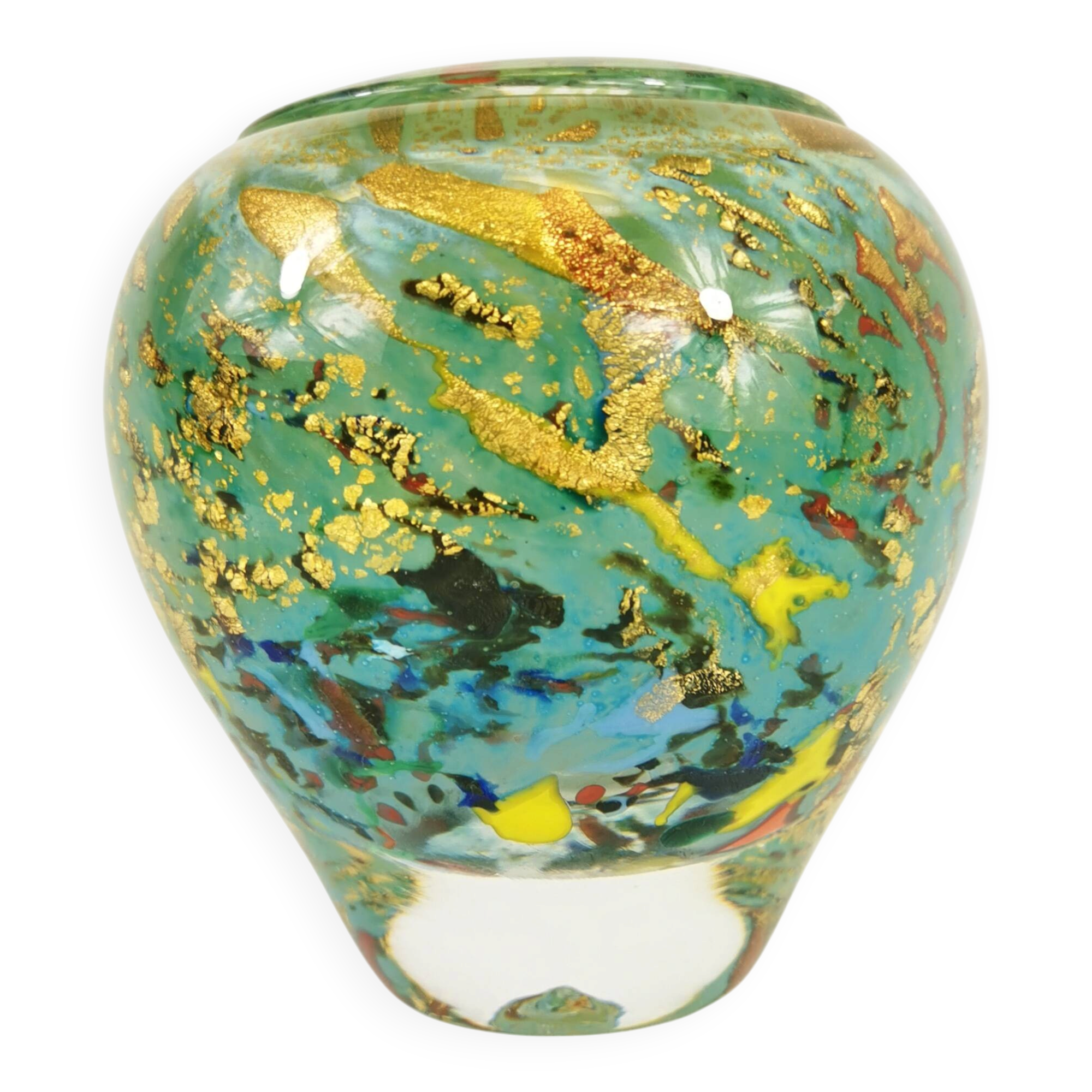 Blown Glass Vase with Gold Inclusion Jc Novaro (Biot)