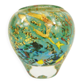 Vase En Verre Soufflé Inclusion d'Or Jc Novaro (biot)