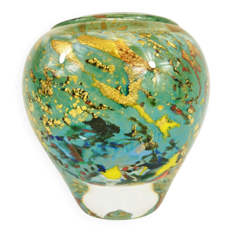 Blown Glass Vase with Gold Inclusion Jc Novaro (Biot)