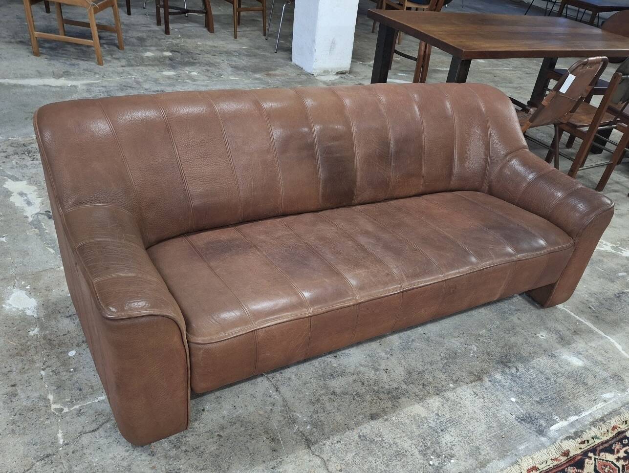 De Sede DS44 buffalo leather 3-seater sofa, 1970s