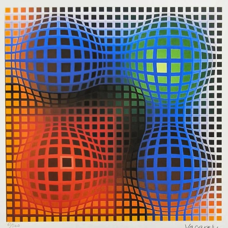 1970s Victor Vasarely Limited numbered Edition Lithograph.