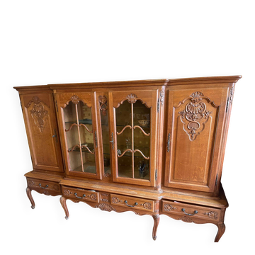 Large antique oak carved display cabinet – Louis style