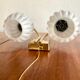 Pair of double origami opaline brass wall lamps