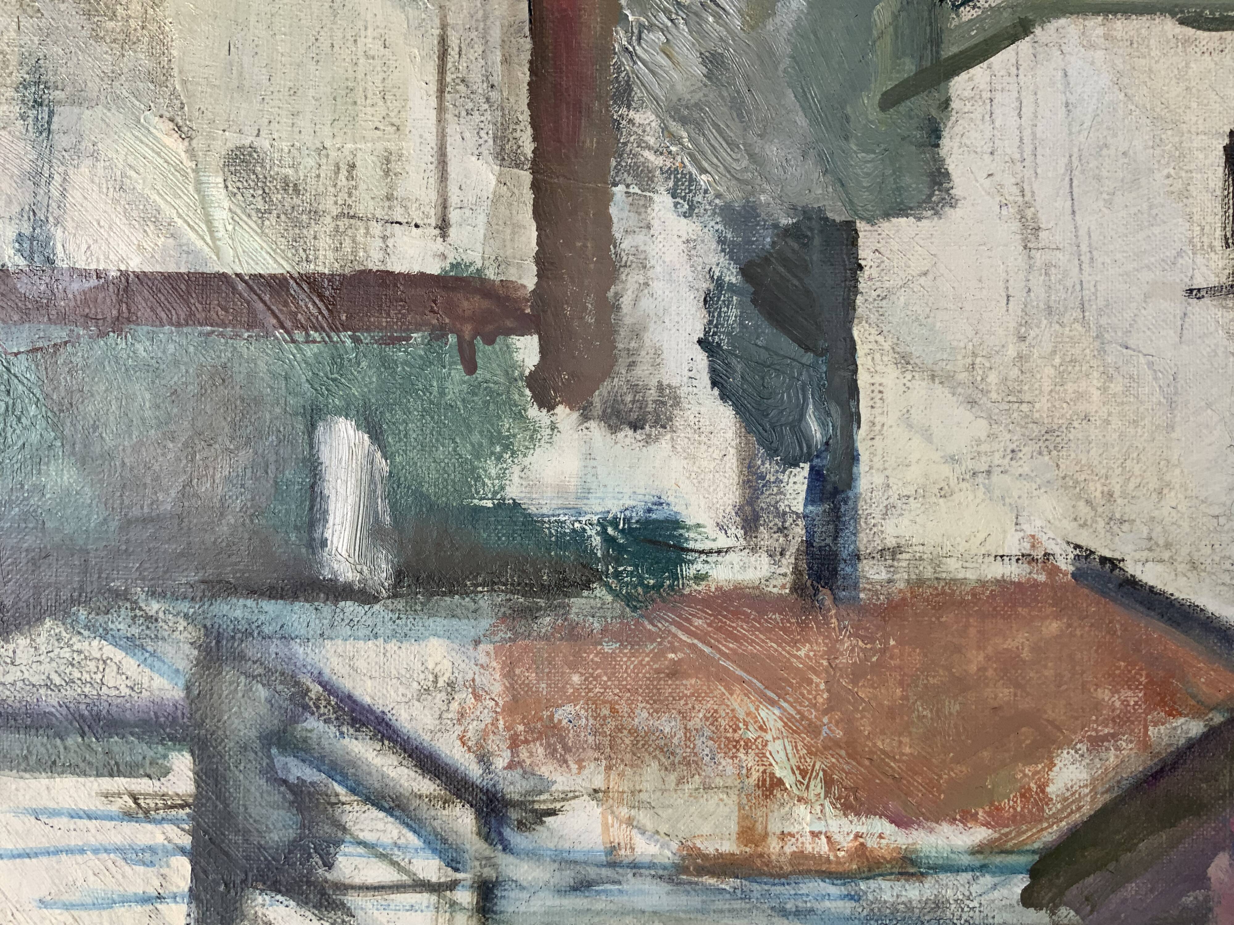 Vintage oil on canvas by S.Ekengren Architectural Landscape at Cadaques