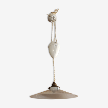 Ancient suspension up and down porcelain and white opaline