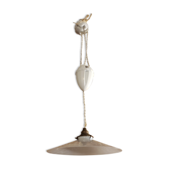 Ancient suspension up and down porcelain and white opaline