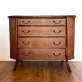 Commode vintage rotin cannage