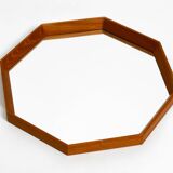 Very nice 1960s octagonal teak wall mirror | 45cm