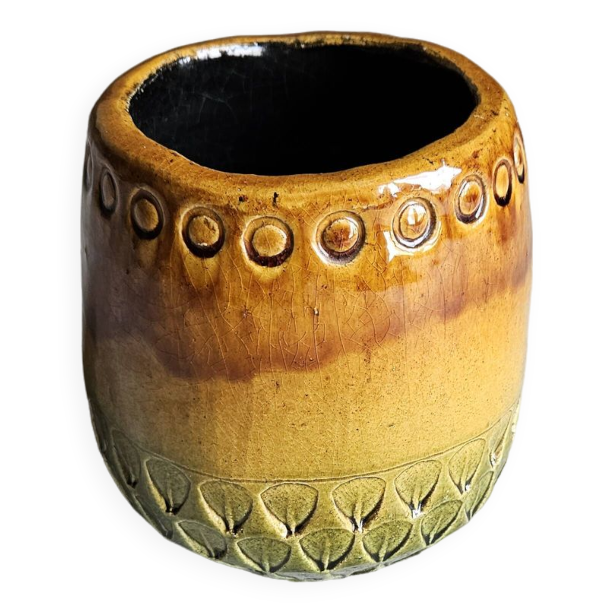 Scandinavian majolica ceramic vase / planter