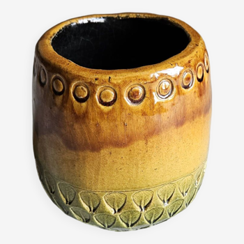Vase / cache-pot en céramique scandinave majolique