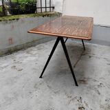 Metal and wood compass table