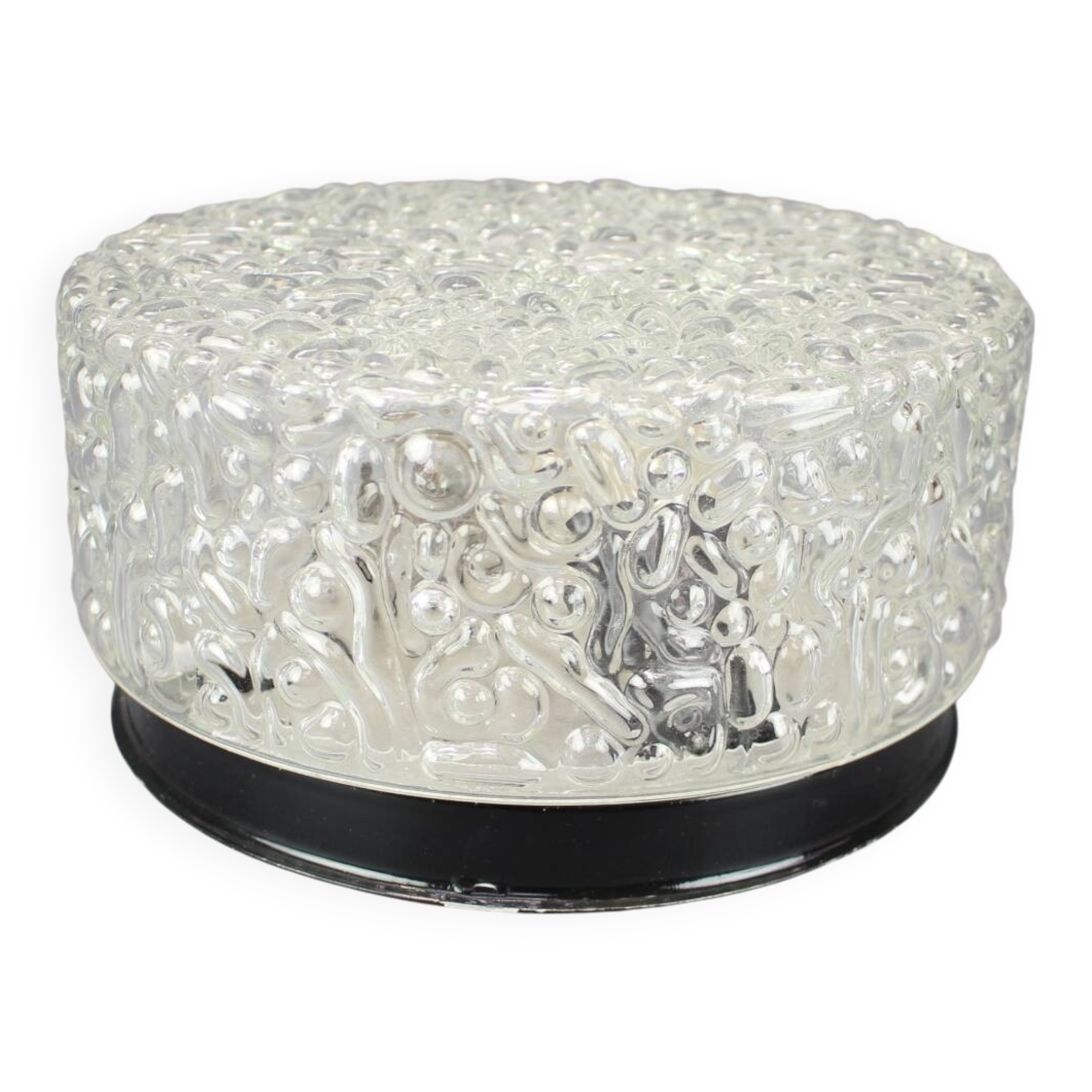 Mid-century recessed ceiling light with bubbled glass, Czechoslovakia, 1960s.