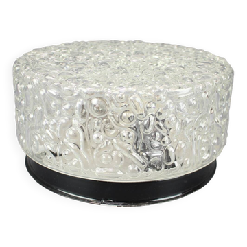 Mid-century recessed ceiling light with bubbled glass, Czechoslovakia, 1960s.
