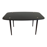 Black glass and metal coffee table from the 50s