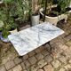 Grey marble bistro table with black cast iron ☐ 110 x 60 cm