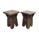 Pair of ancient Gothic stools