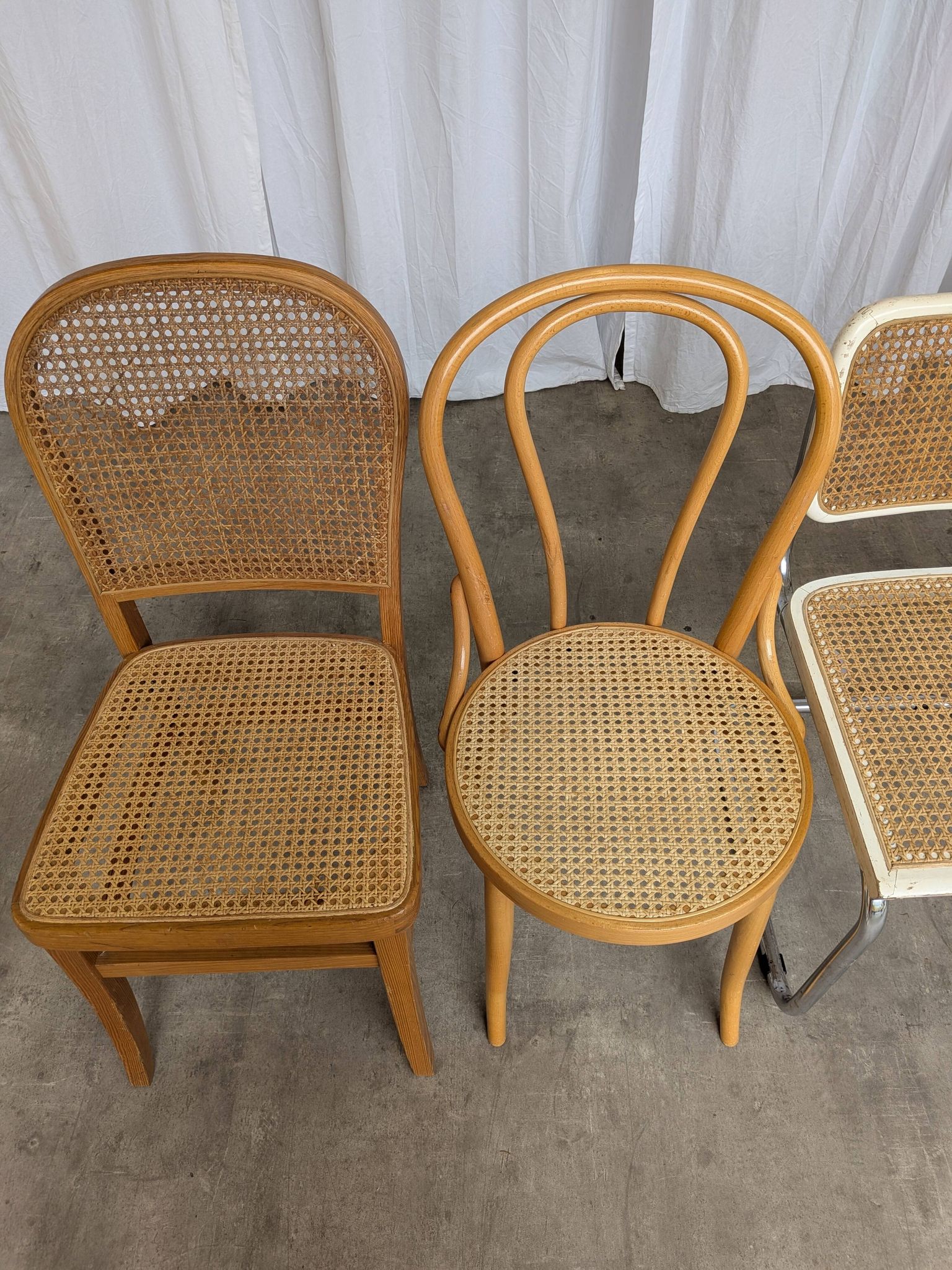 Set of 4 Mix & Match Dining Chairs with Cane Seat / Mid-Century Dining Furn
