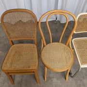Set of 4 Mix & Match Dining Chairs with Cane Seat / Mid-Century Dining Furn