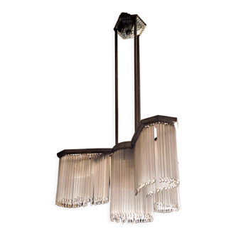 Art Deco pendant lamp with glass tube tassels