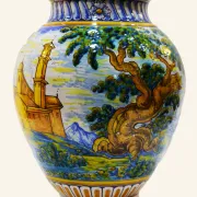 Large antique ceramic pot from Talavera, hand-painted.