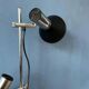 Mid-century black vintage floor lamp with two aluminium spots.