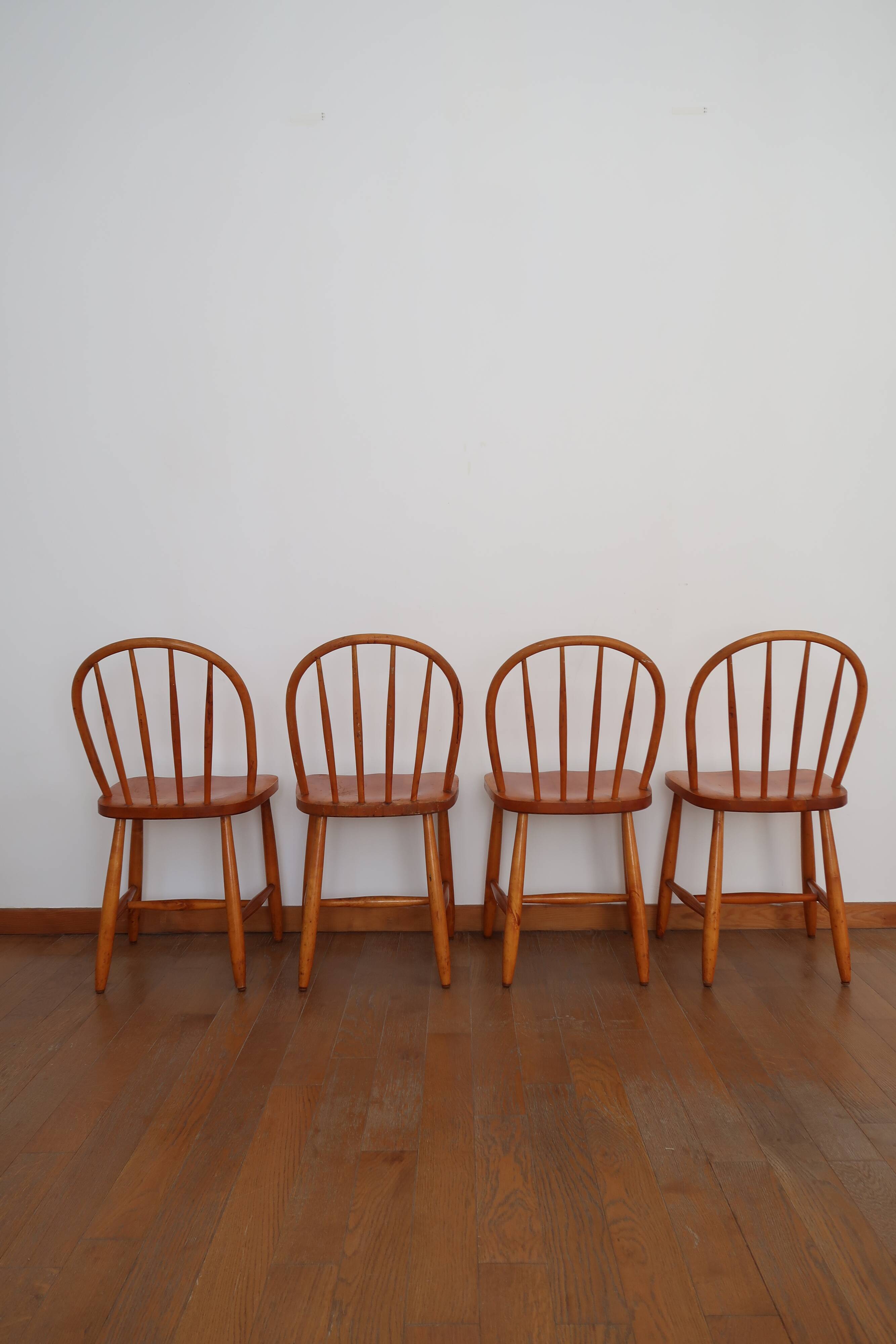 4 Scandinavian beech chairs