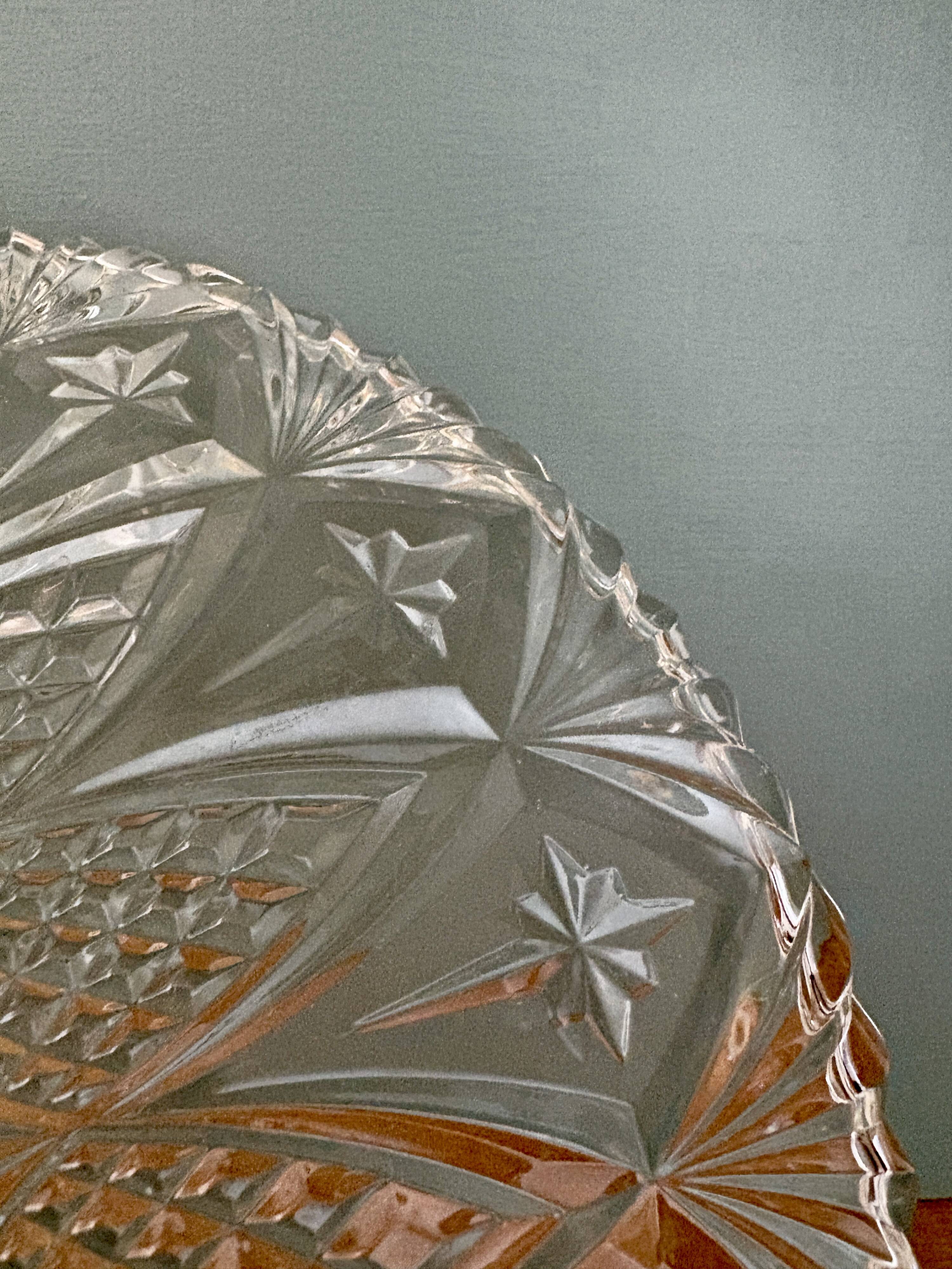 Vintage moulded glass pendant light - tableware collection -