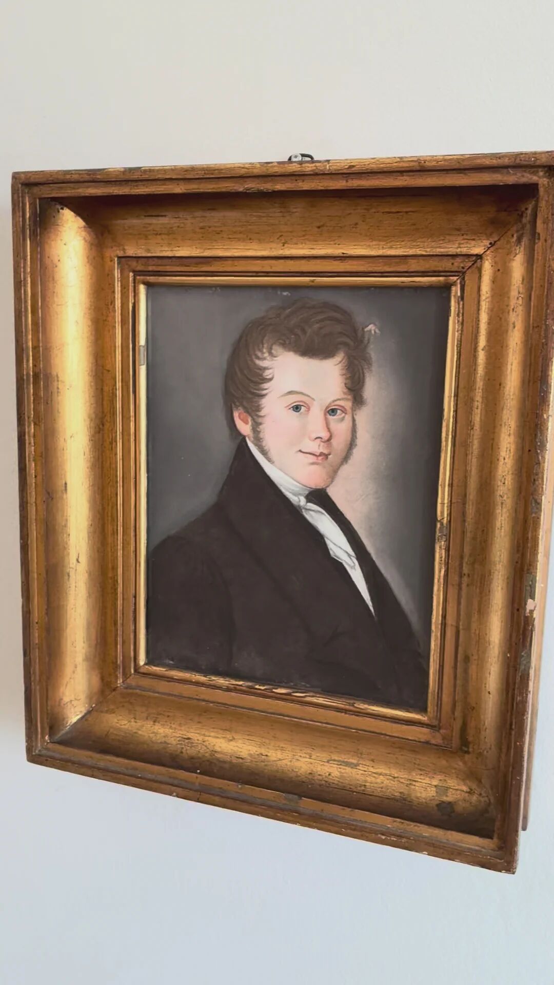 Portrait ancien au pastel d'un gentleman, vers 1830