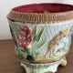 Important planter cache pot barbotine decor insects musicians late 19th century