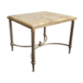 Coffee table in brass and onyx marble