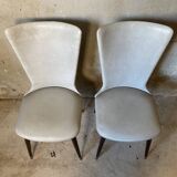 Pair of vintage 1960s chairs in grey faux leather.