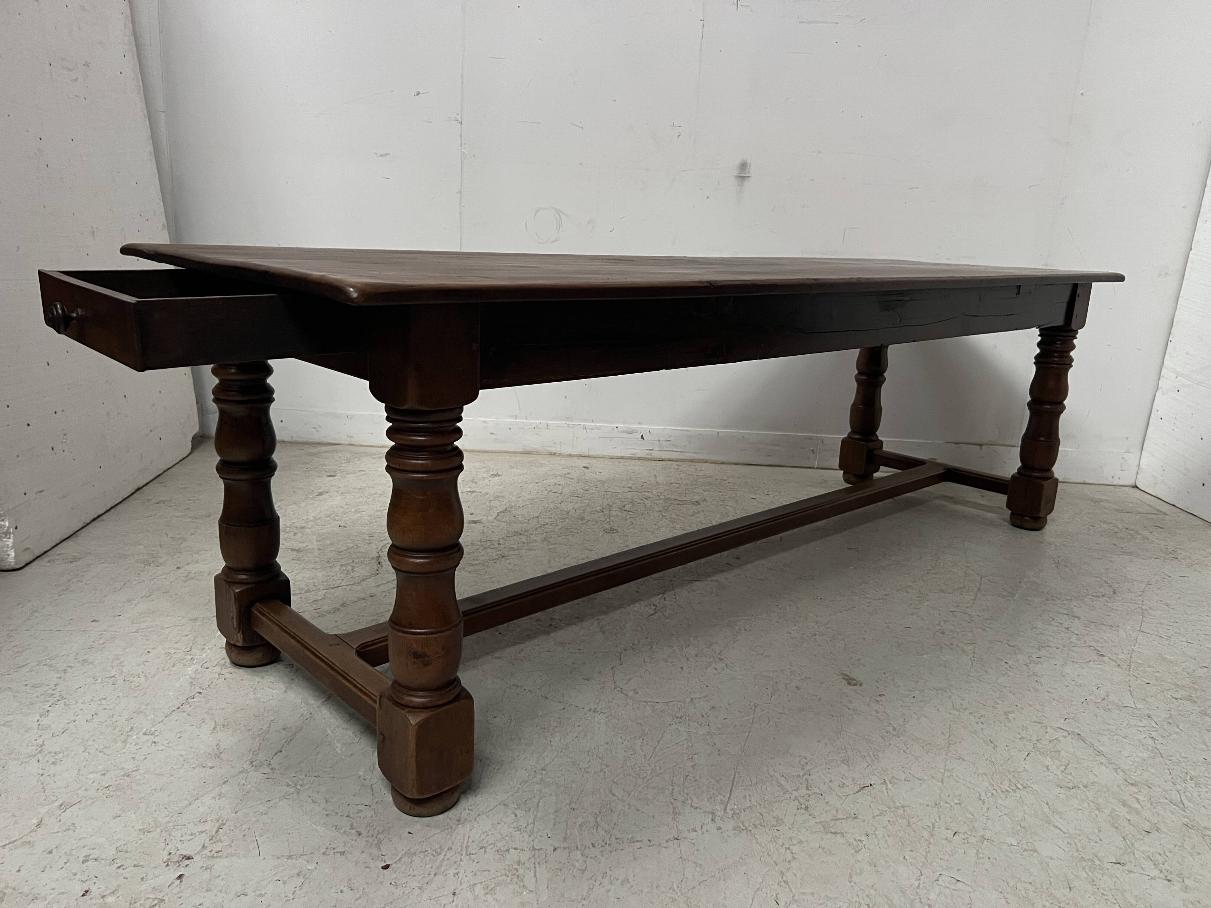 Large 19th Century Farmhouse Table in Solid Beech
