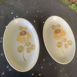 Two Loire ceramic serving dishes 1713 Saint Amand France earthenware, vintage hand painted