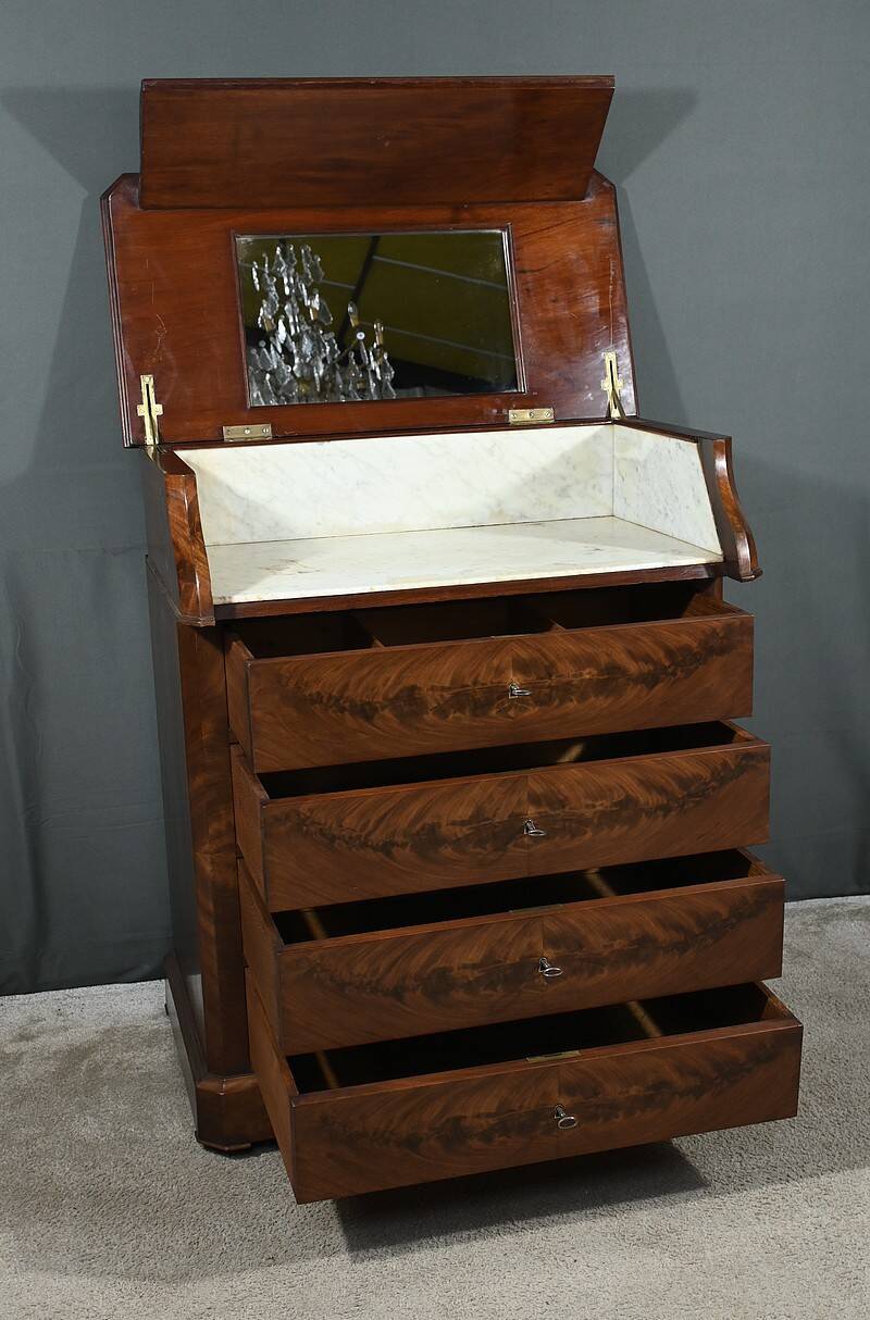 Burl Mahogany Dressing Table, Louis-Philippe Style – Late 19th Century