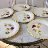 Set of 6 dessert plates Digoin Sarreguemines model "Alouette" years 30-40
