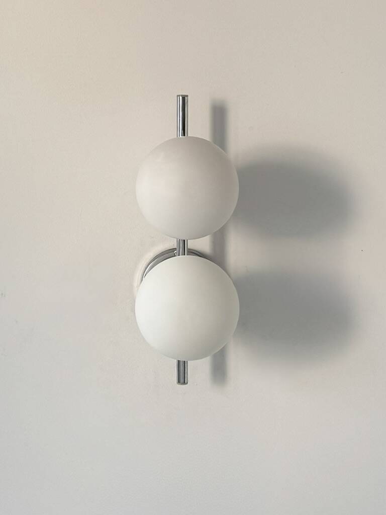 Double chrome metal wall light and opaline, France, 1970.