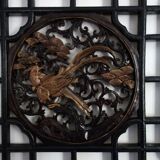 Octagonal wall panel, carved wood, mid-20th century, China