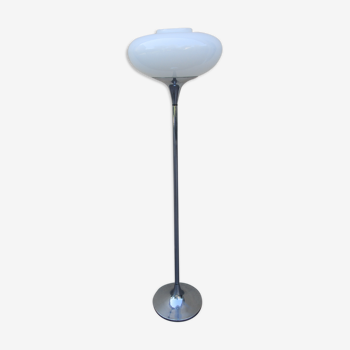 Lampadaire champignon chrome et opaline années 70