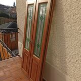 Oak doors with stained glass windows