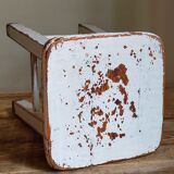 Workshop stool in vintage patinated solid wood