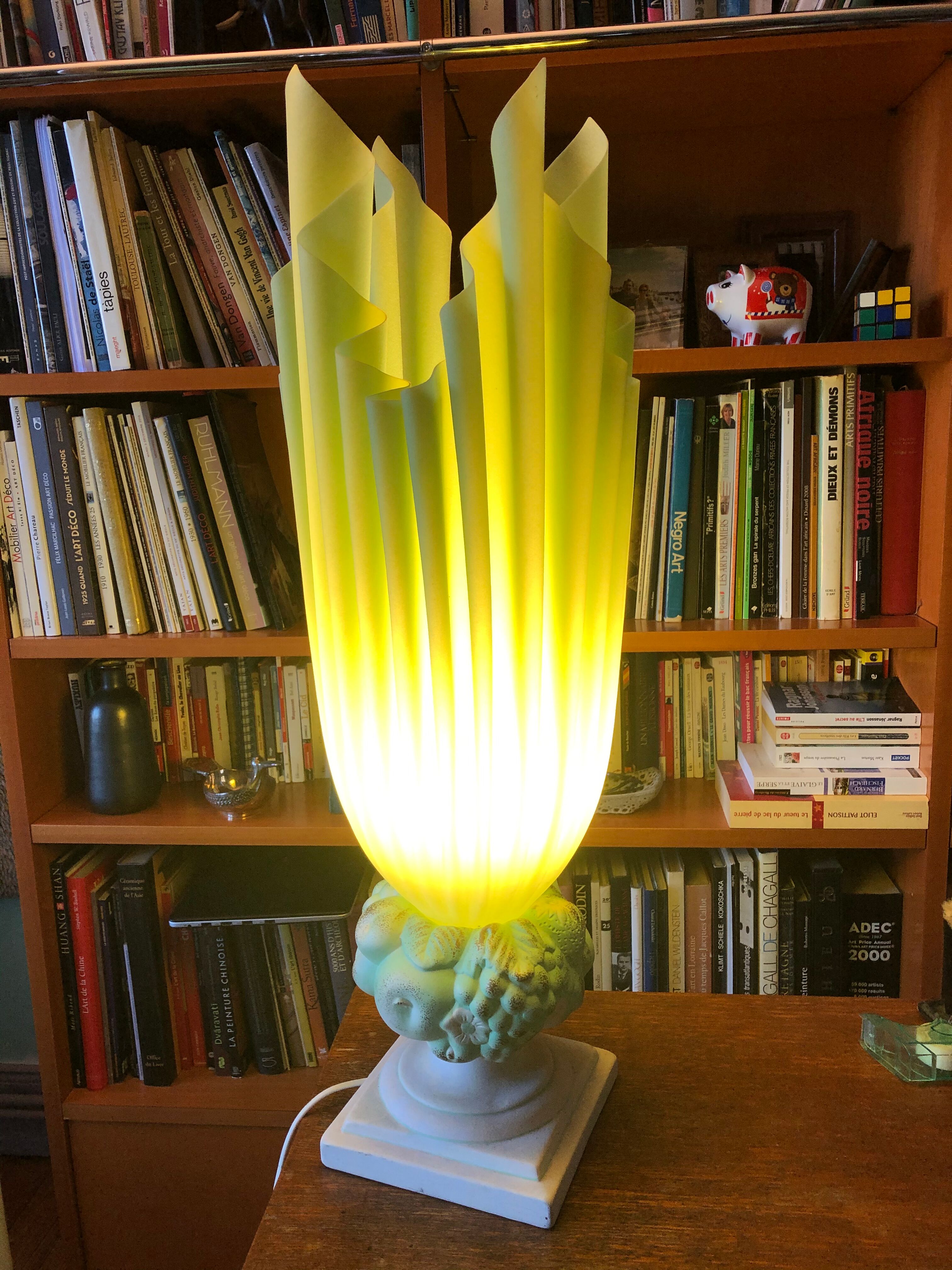Green resin lamp signed Georgia Jacob circa 1970