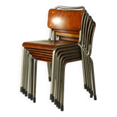 Ensemble de 6 chaises vintage Gispen 106 TU Delft par WH Gispen, 1950