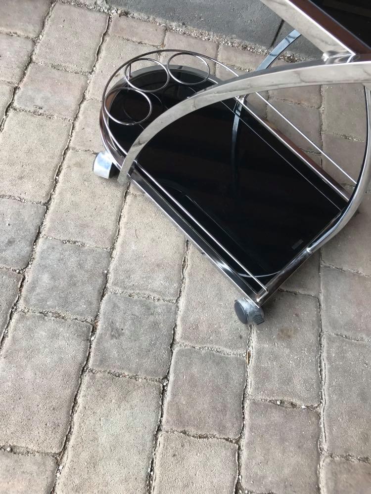 Italian glass and chrome trolley, 1970s