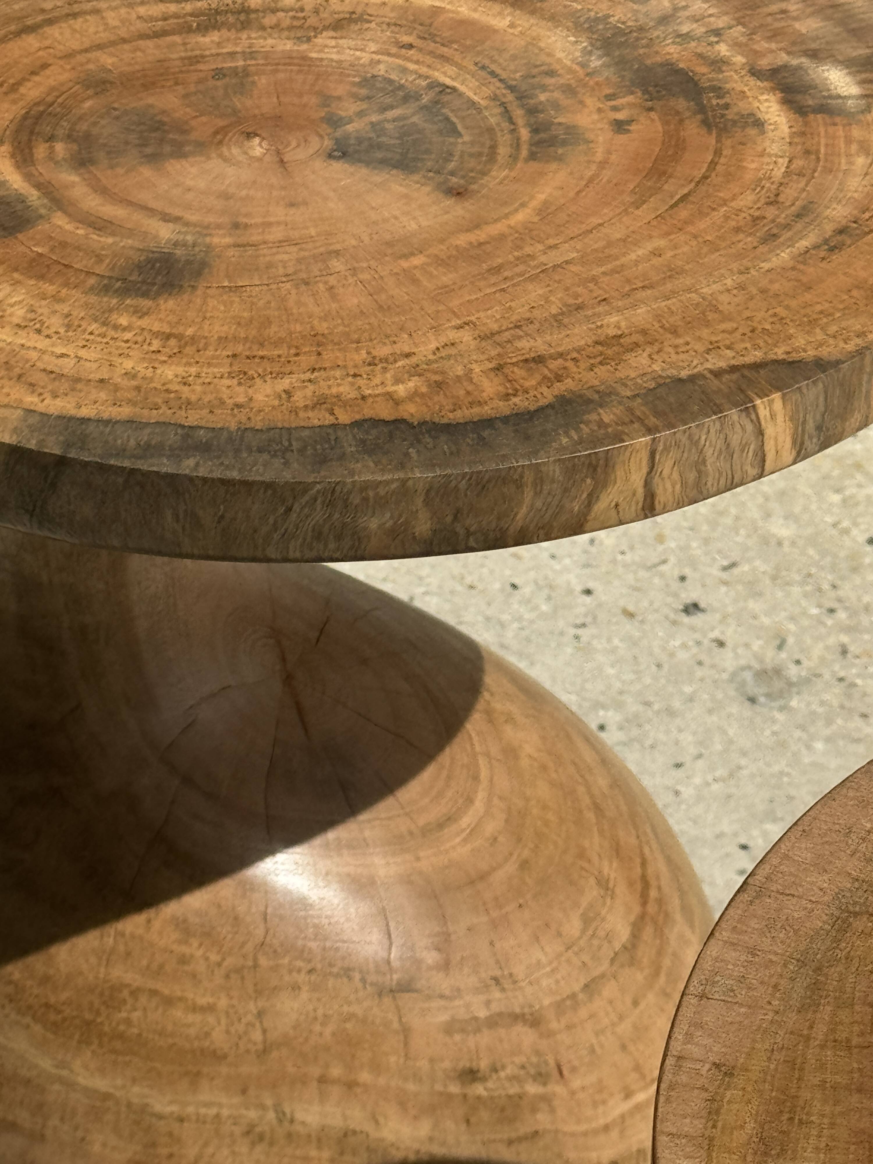 Solid wood side table (monoxyl) organic shape natural color