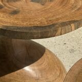 Solid wood side table (monoxyl) organic shape natural color