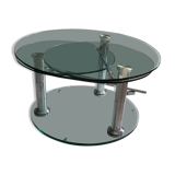 Vintage 80s 3-tier removable tempered glass coffee table