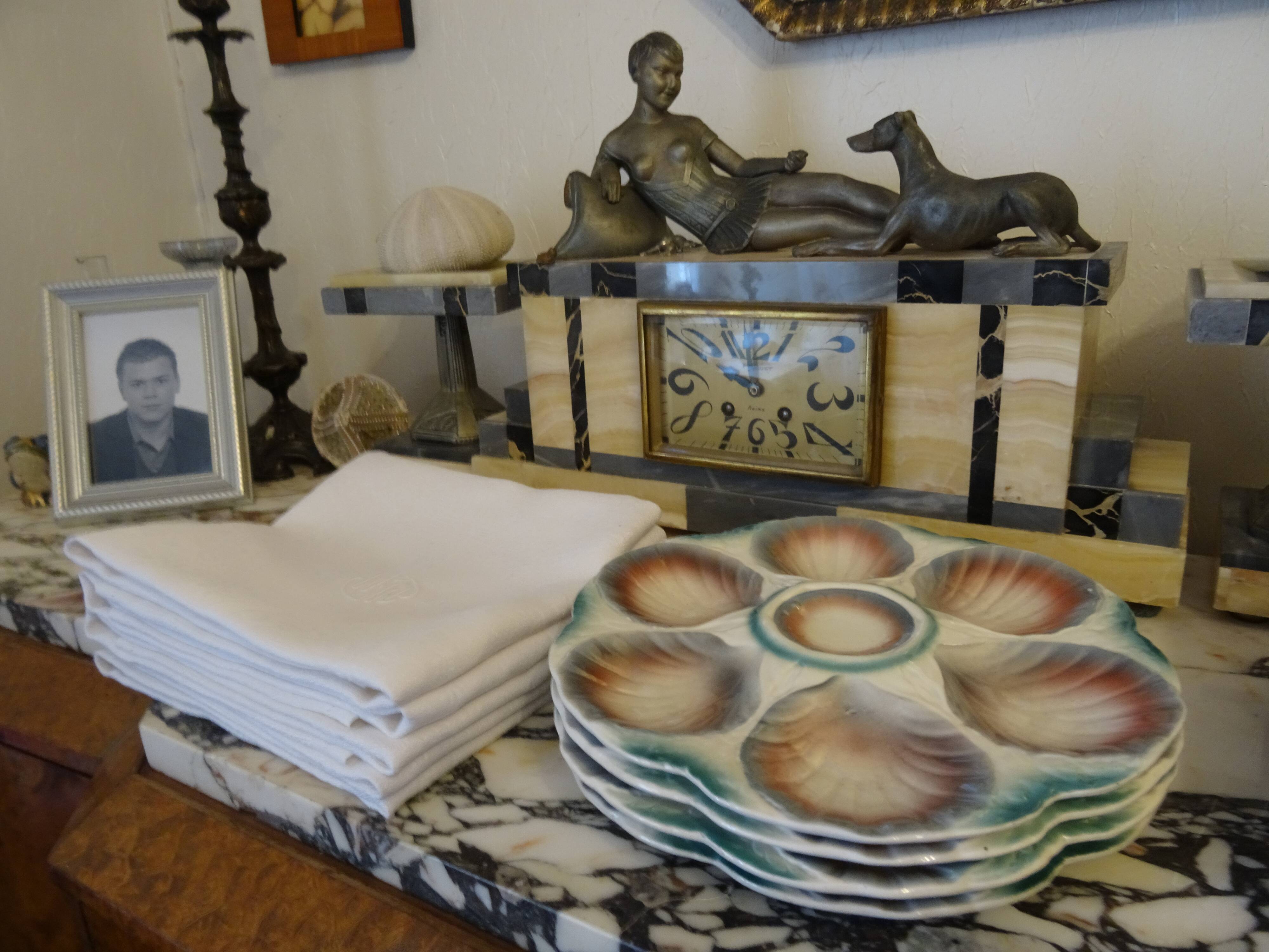 Set of 4 oyster plates Sarreguemines