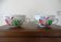 Kg luneville "street lamp" 2 breakfast cups for coffee or tea, earthenware, hand-painted flowers.