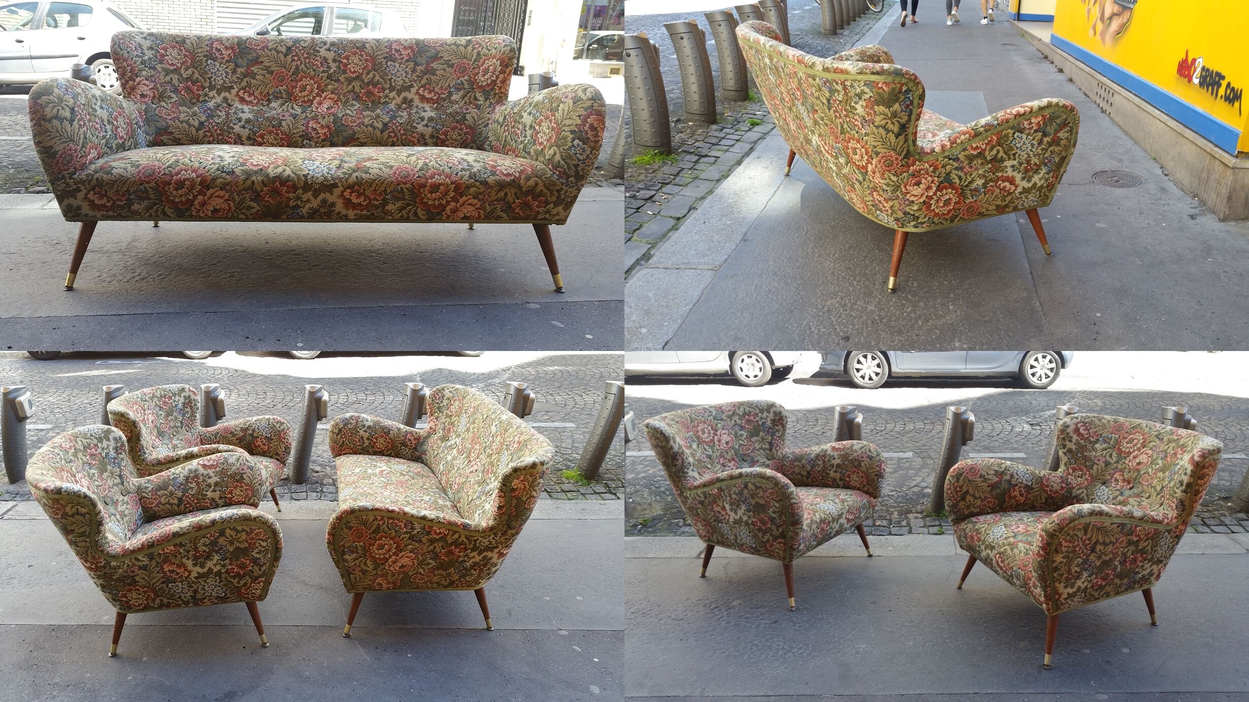 Organic couch 50s/60s design low Italian vintage