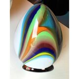 White Egg Table Lamp in Murano-Style Multicoloured Glass